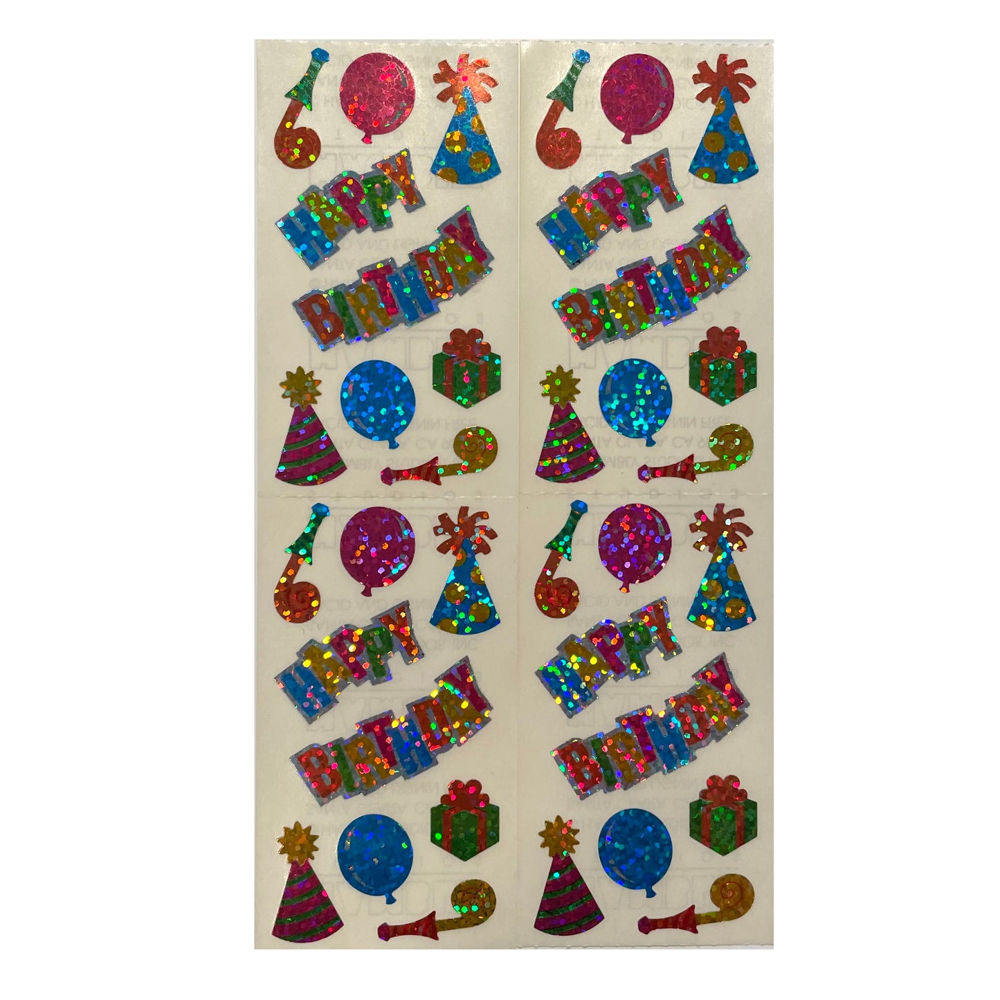 HAMBLY: Birthday Party Hat and Horns glitter stickers *RARE*