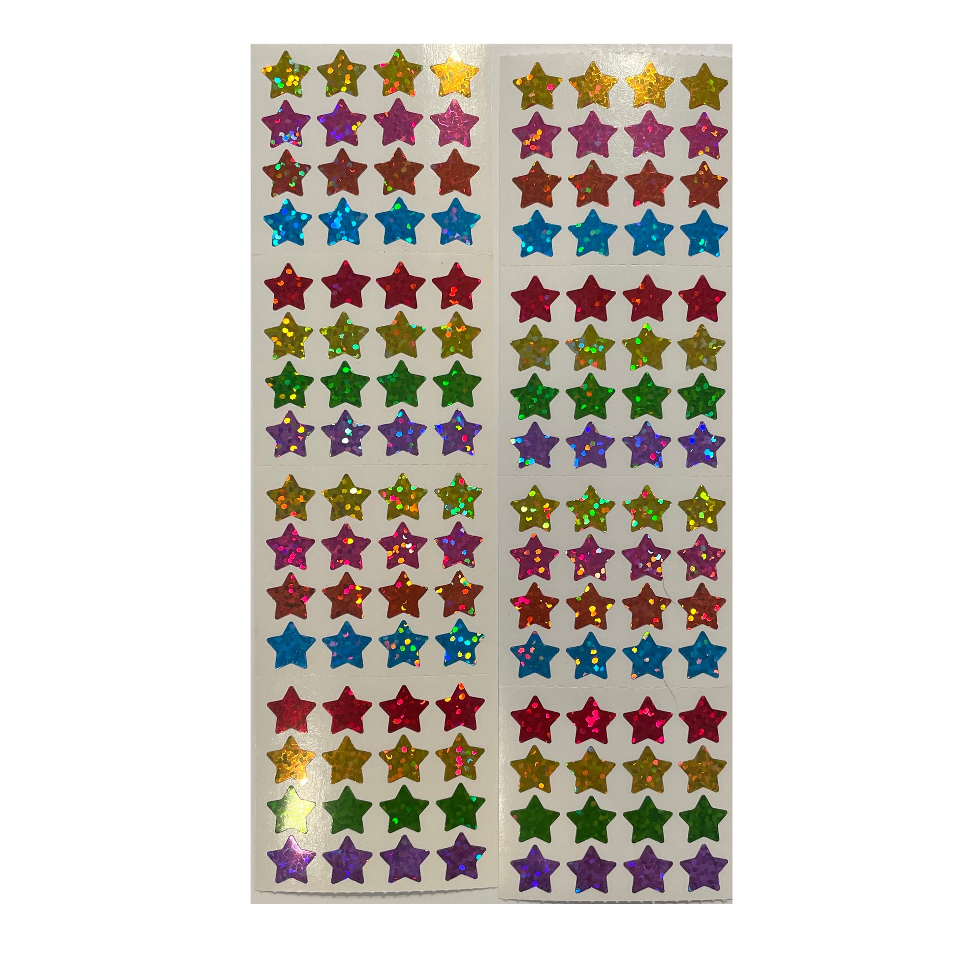 Small Multicolor Stars Sparkly Prismatic Stickers - Packaged