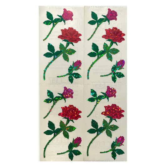 DEALS: 10 sheets Long stem Red Rose Glitter Stickers