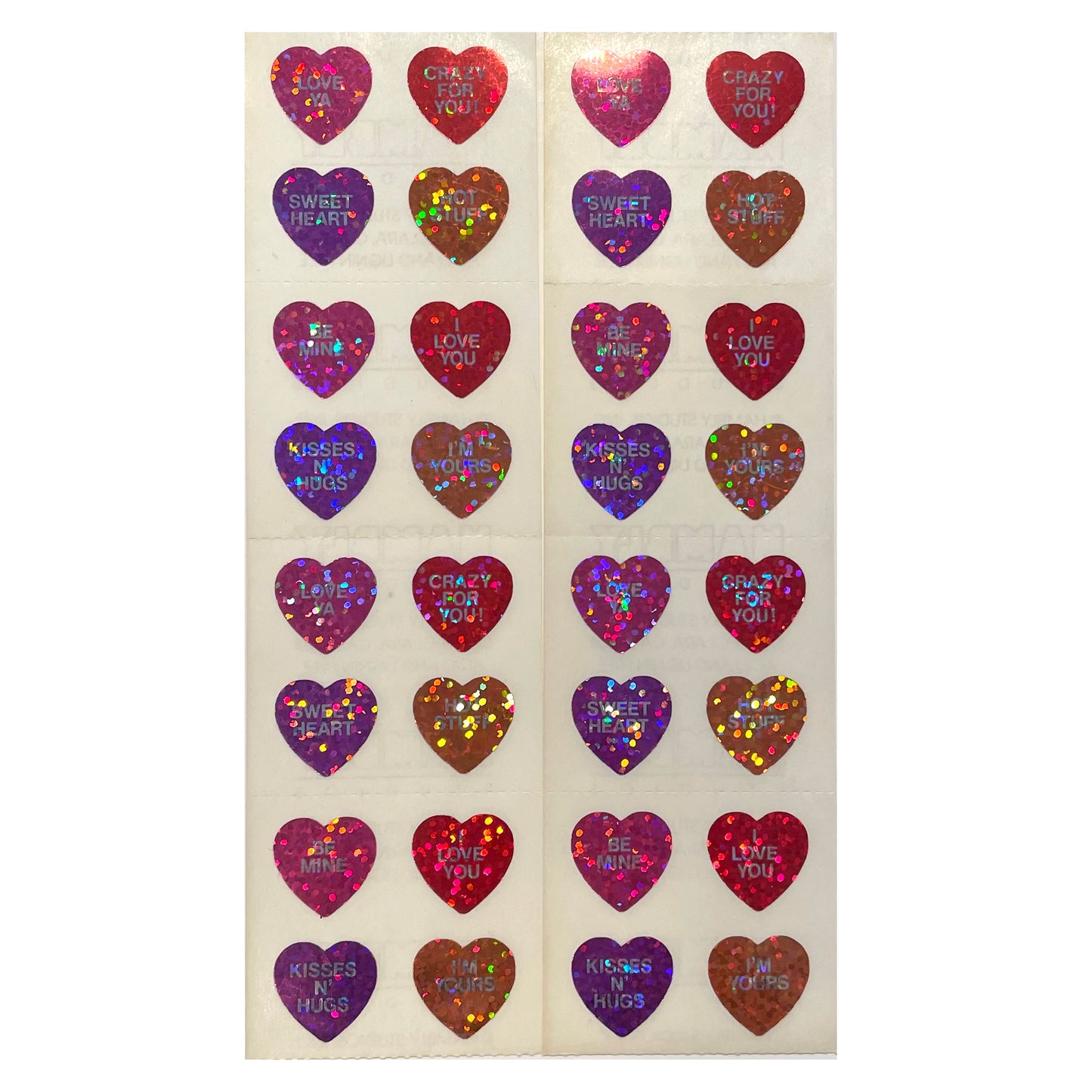 HAMBLY: Conversation Hearts glitter stickers
