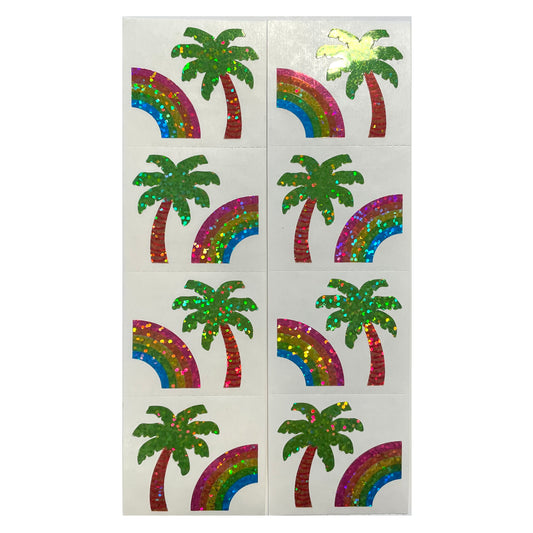 HAMBLY: Rainbow and Palm Tree glitter stickers