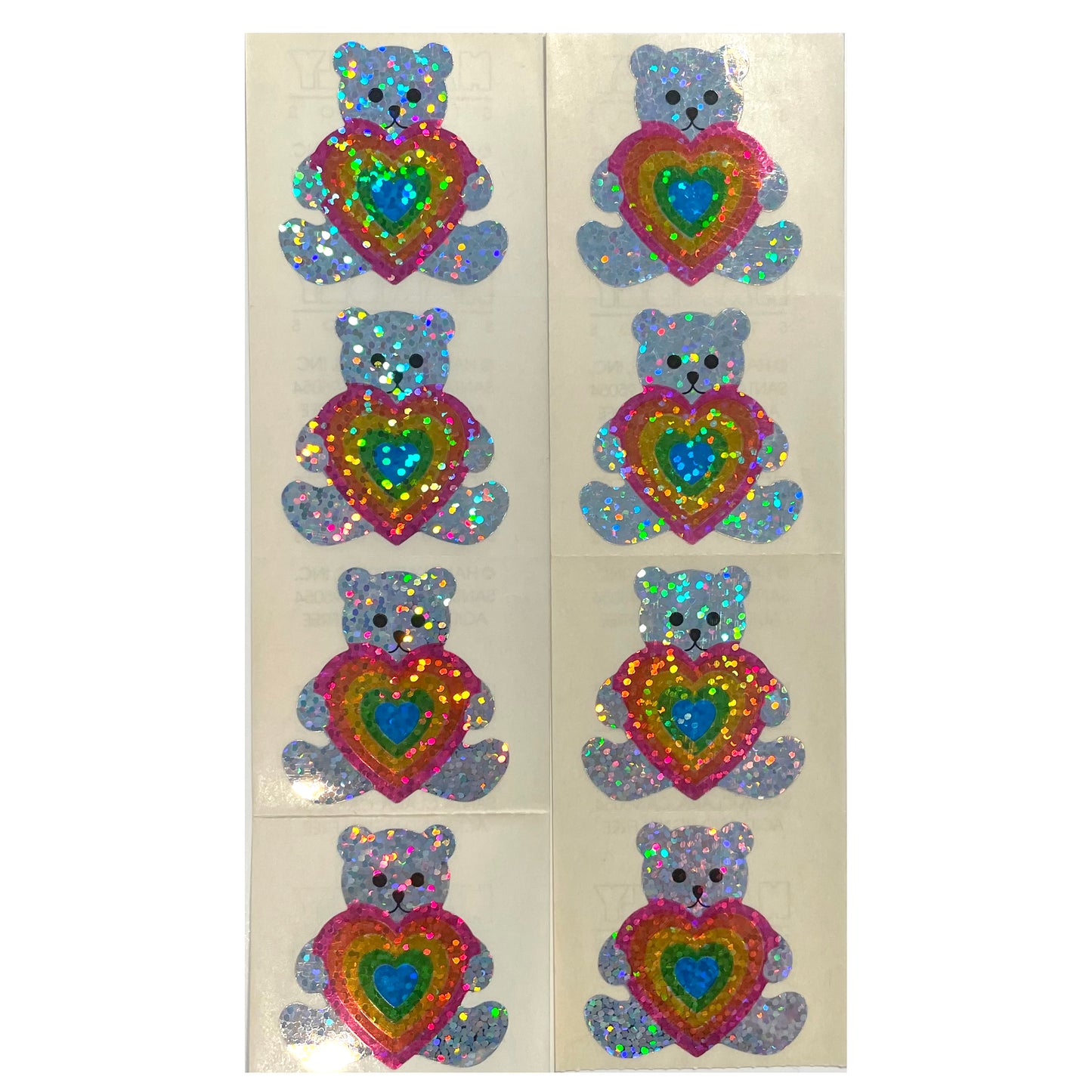 HAMBLY: Teddy Bear with Rainbow Heart stickers *RARE*