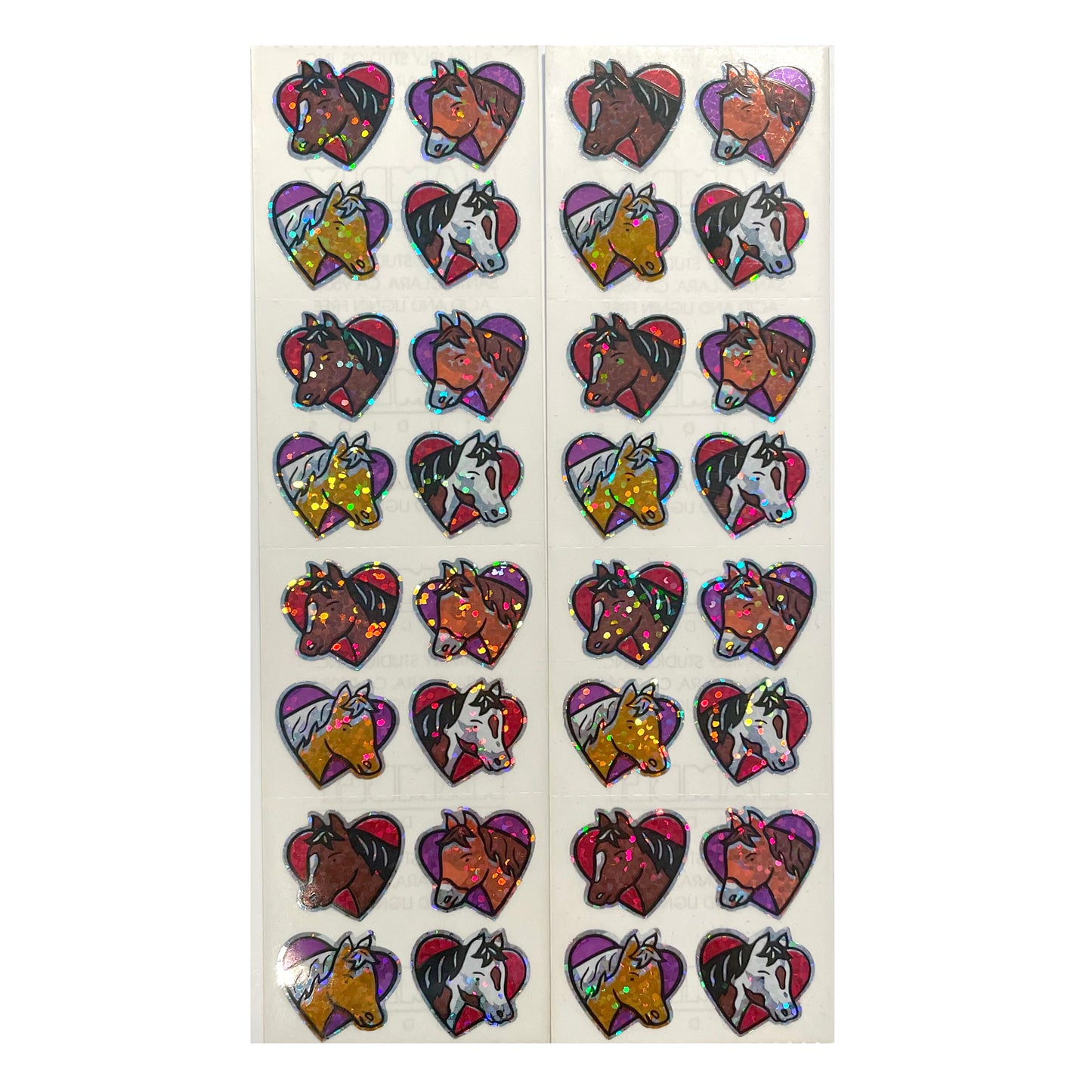 HAMBLY:Horse in Hearts glitter stickers