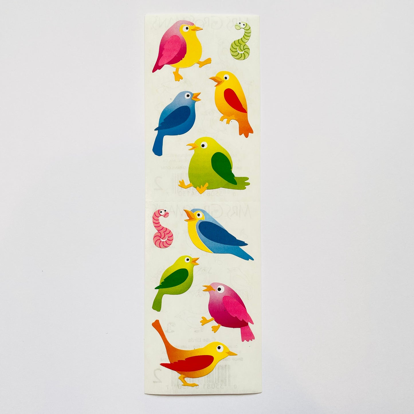 Mrs. Grossman's: Colorful Birds and Worm Stickers