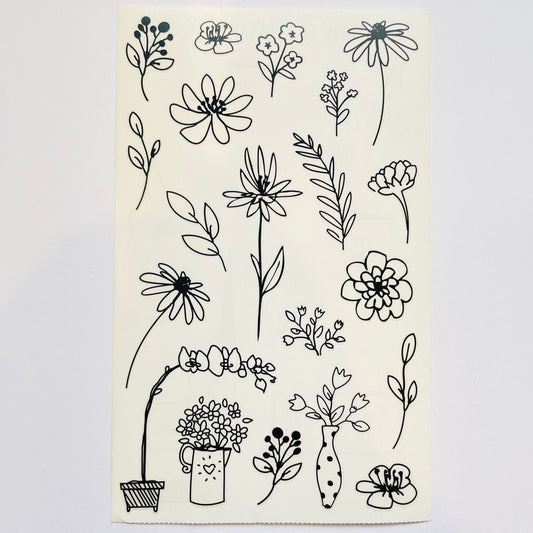 Mrs. Grossman's: Pen & Ink Flower Stickers