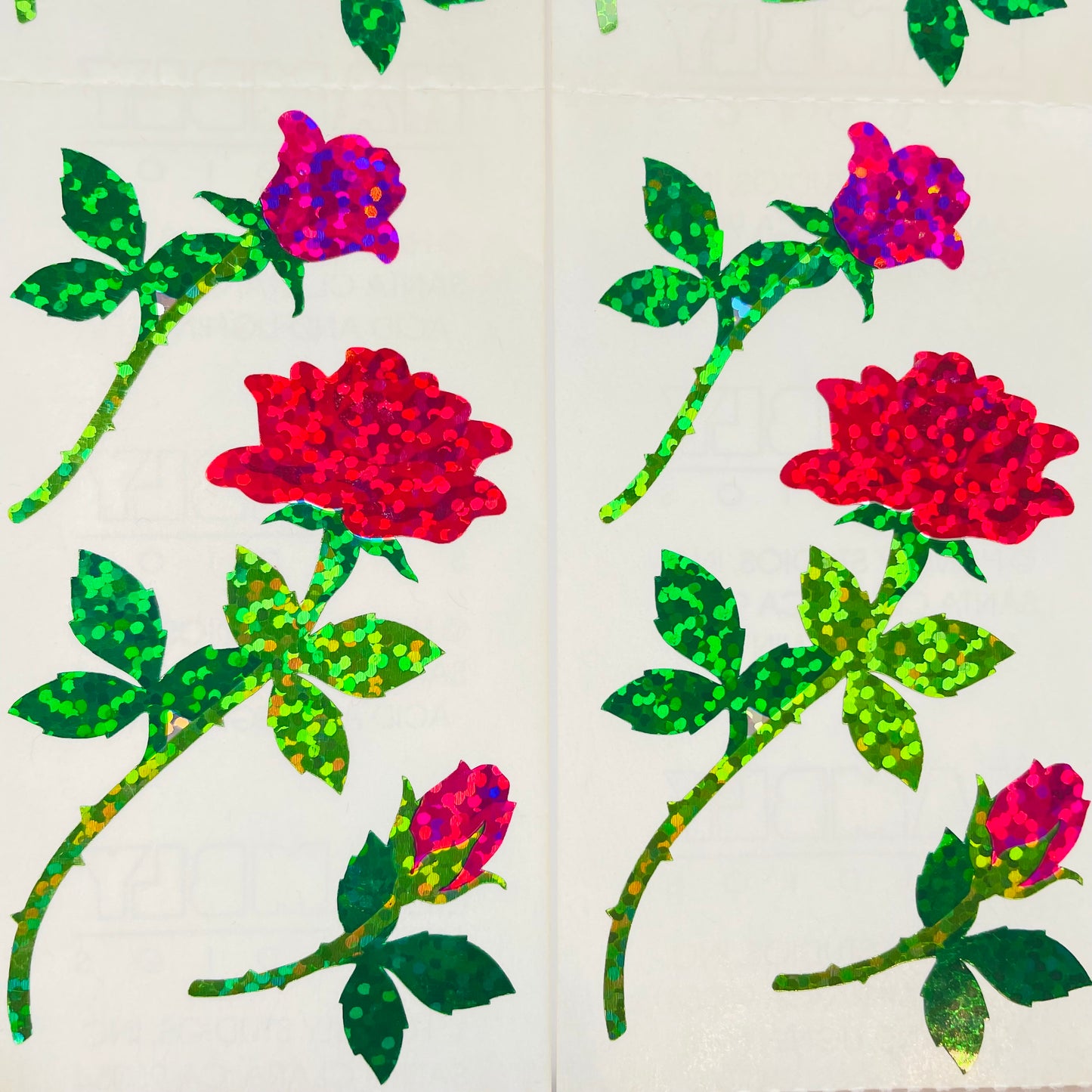 HAMBLY: Long Stem Red Rose glitter stickers