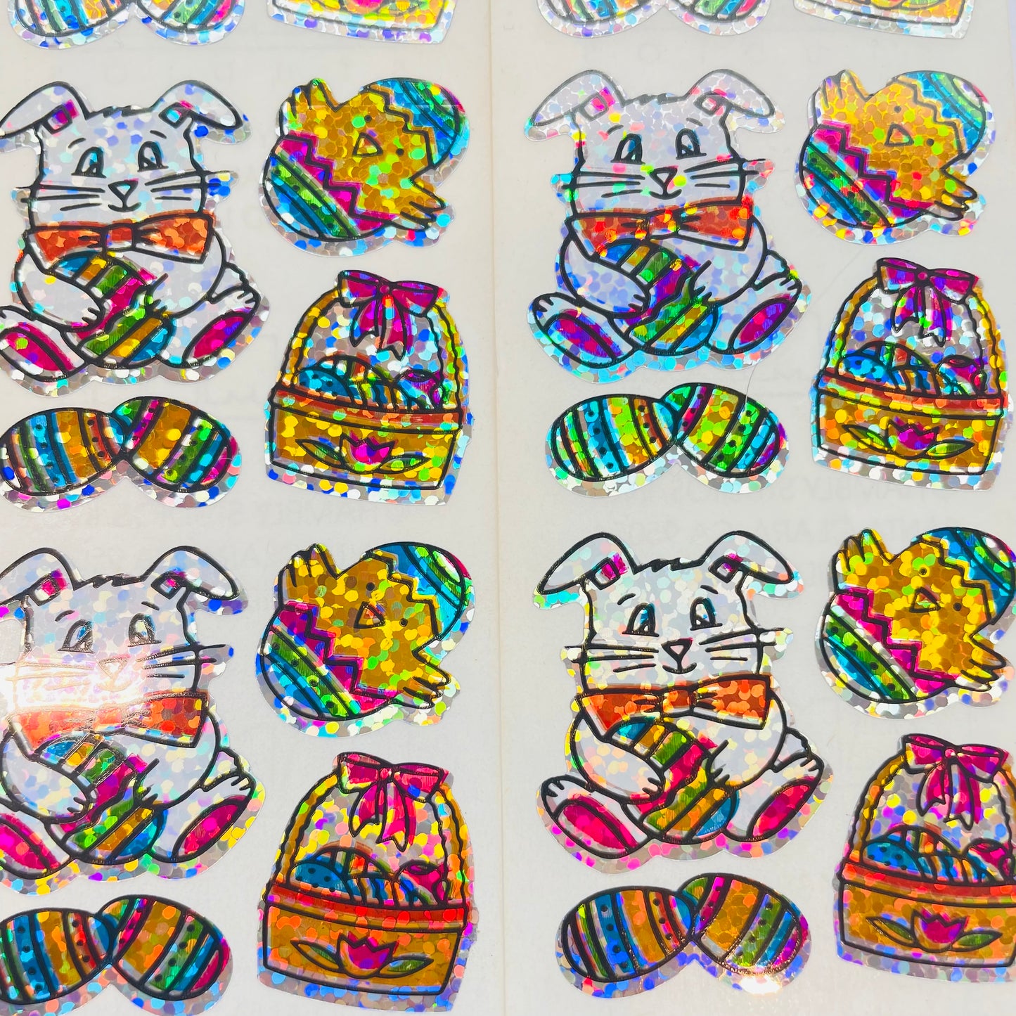 HAMBLY: Easter Bunny with Chick glitter stickers
