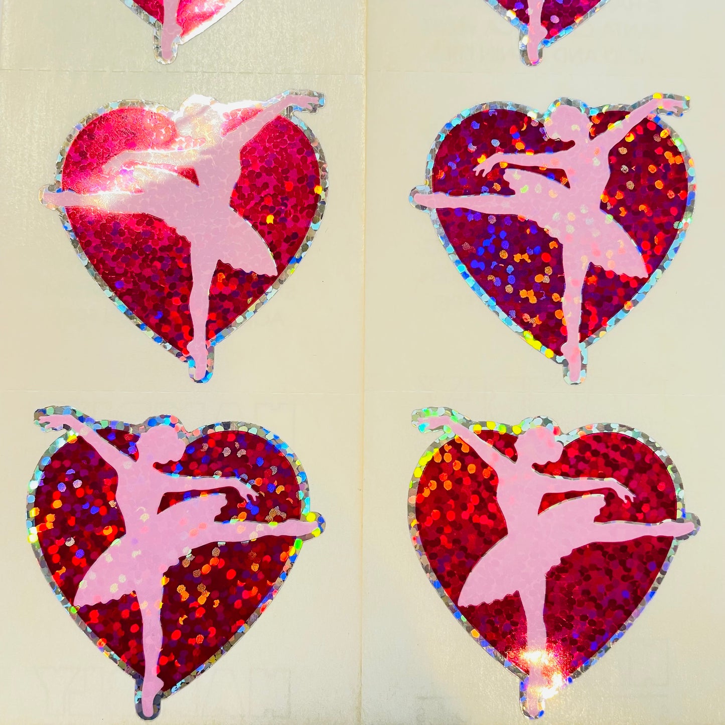 HAMBLY: Ballerina in Red Heart glitter stickers