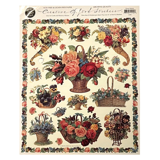 GIFTED LINE: XL Victorian Flower Baskets Sheet of Stickers
