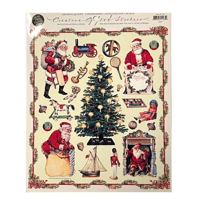 GIFTED LINE: XL Victorian Santa with Tree Sheet of Stickers
