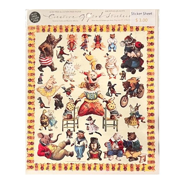 GIFTED LINE: XL Victorian Circus Animals Sheet of Stickers