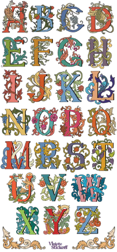 BULK BUY: 100 sheets Ornate Alphabet stickers