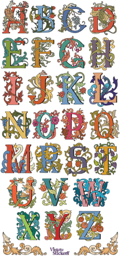 BULK BUY: 50 sheets Ornate Alphabet stickers