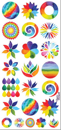 BULK BUY: 25 sheets Rainbow Swirl stickers