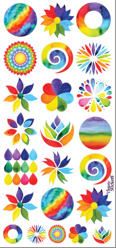 BULK BUY: 50 sheets Rainbow Swirl stickers